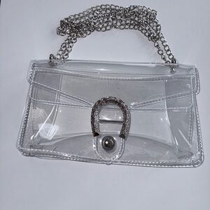 Clear PVC Crossbody Bag with Silver Chain